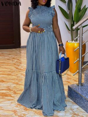 Produit Femme 3 Robe Maxi Vichy Bleu Marine
