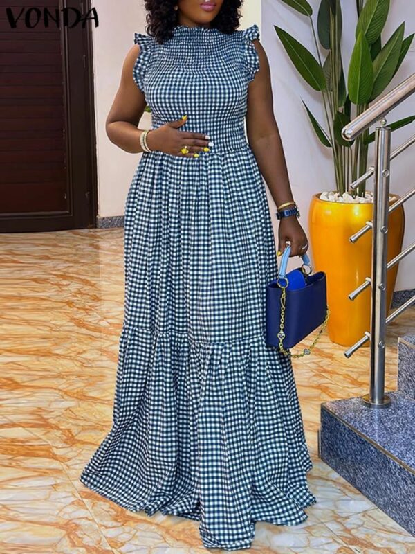 Produit Femme 3 Robe Maxi Vichy Bleu Marine