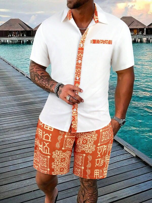 Produit Femme 4 Ensemble Homme Chemise + Short Tropical Orange