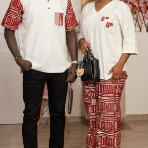 Tenue Couple Wax Blanc et Rouge