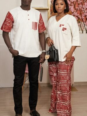 Tenue Couple Wax Blanc et Rouge