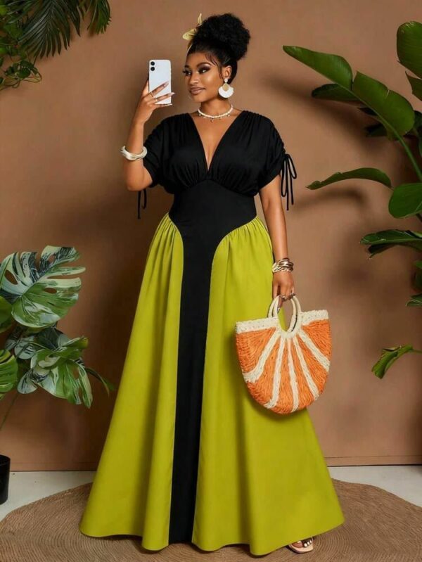Produit Femme 10 Robe Longue Bicolore Noir et Vert
