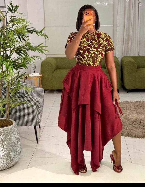 Ensemble Deux Pieces Top Wax + Jupe Bordeaux