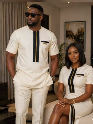 Tenue Couple Elegance Creme et Or