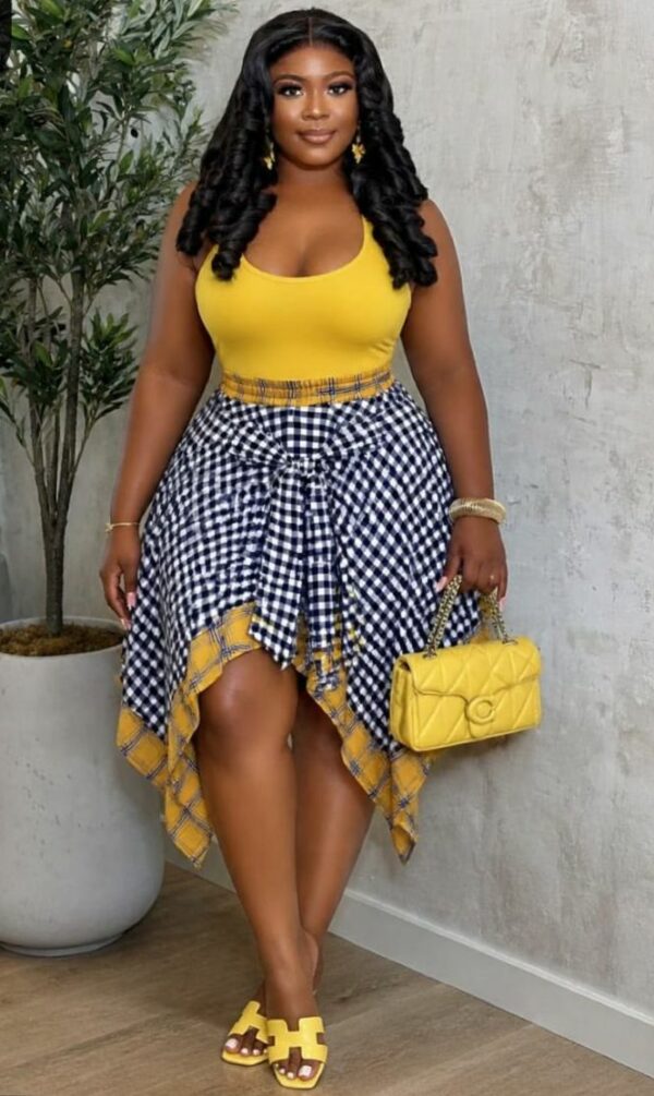 Produit Femme 14 Ensemble Deux Pieces Top Jaune + Jupe Vichy