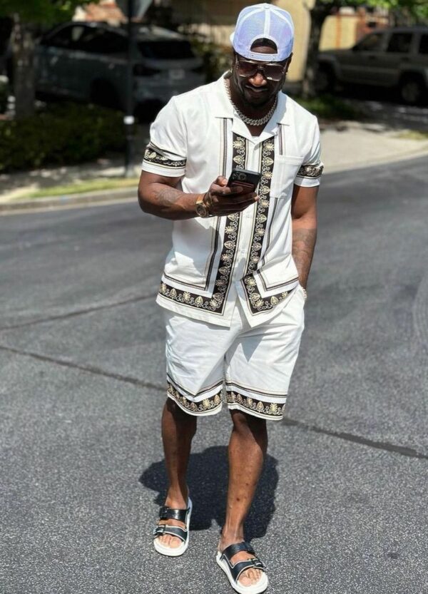 Produit Femme 15 Ensemble Homme Chemise + Short Wax Blanc et Or