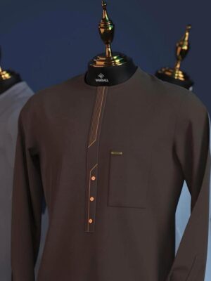 Tunique Homme Marron Rayures Dorées