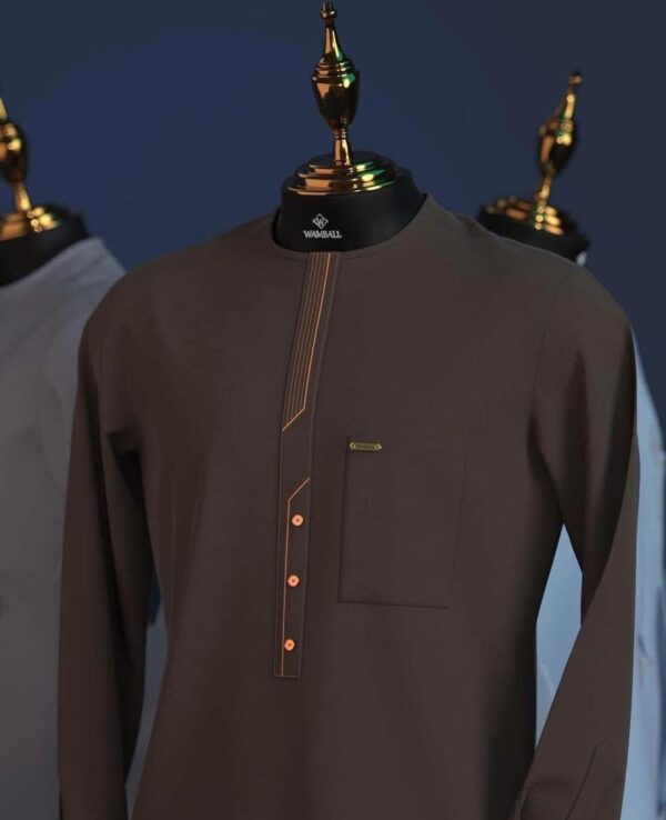 Tunique Homme Marron Rayures Dorées