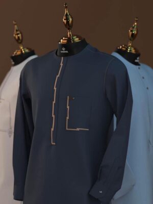 Tunique Homme Bleu Marine Géométrique Zipper