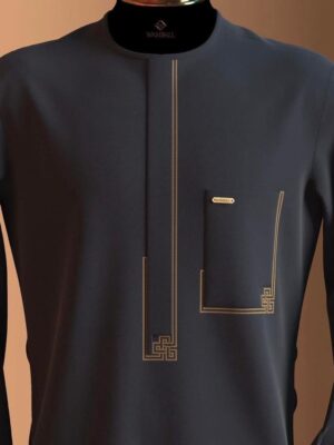 Tunique Homme Bleu Ardoise Broderie Grecque Tunique Homme Bleu Ardoise Broderie Grecque
