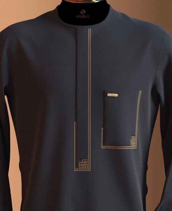 Tunique Homme Bleu Ardoise Broderie Grecque Tunique Homme Bleu Ardoise Broderie Grecque