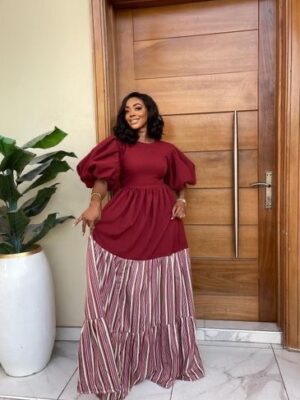 Robe-Longue-Bordeaux-Bicolore Robe Longue Bordeaux Bicolore