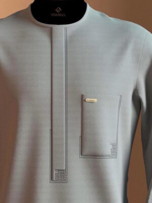 Tunique Homme Gris Clair Broderie Grecque Tunique Homme Gris Clair Broderie Grecque