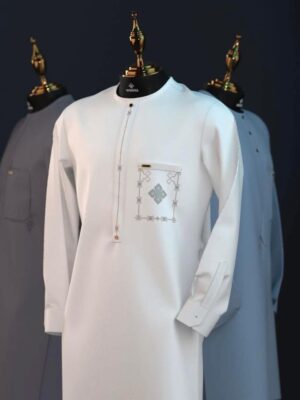 Tunique Homme Blanc Broderie Croix Bleue Tunique Homme Blanc Broderie Croix Bleue