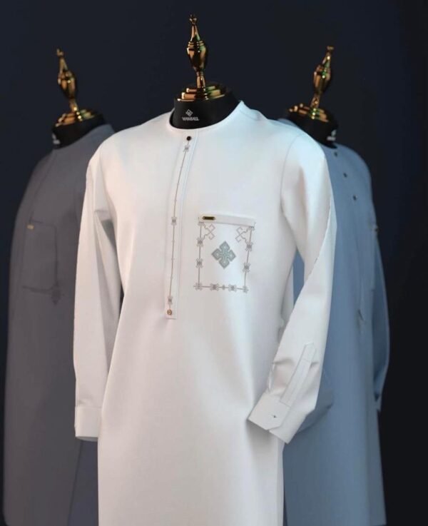 Tunique Homme Blanc Broderie Croix Bleue Tunique Homme Blanc Broderie Croix Bleue