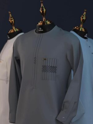 Tunique Homme Gris Broderie Grille Tunique Homme Gris Broderie Grille