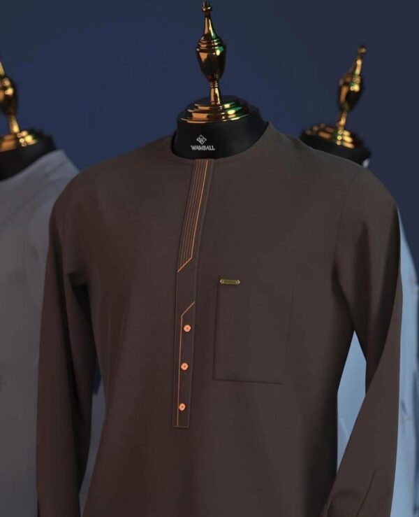 Tunique Homme Marron Broderie Dorée Tunique Homme Marron Broderie Dorée