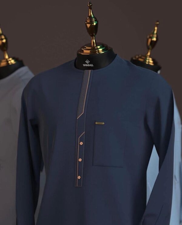 Tunique Homme Bleu Marine Broderie Dorée