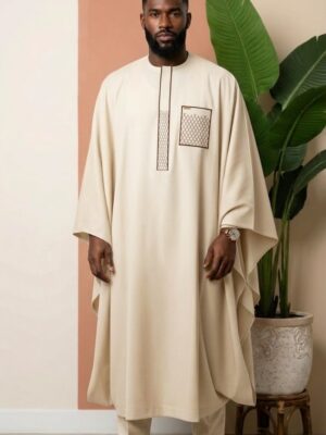 Grand-Boubou-Beige-Brode Grand Boubou Beige Brodé