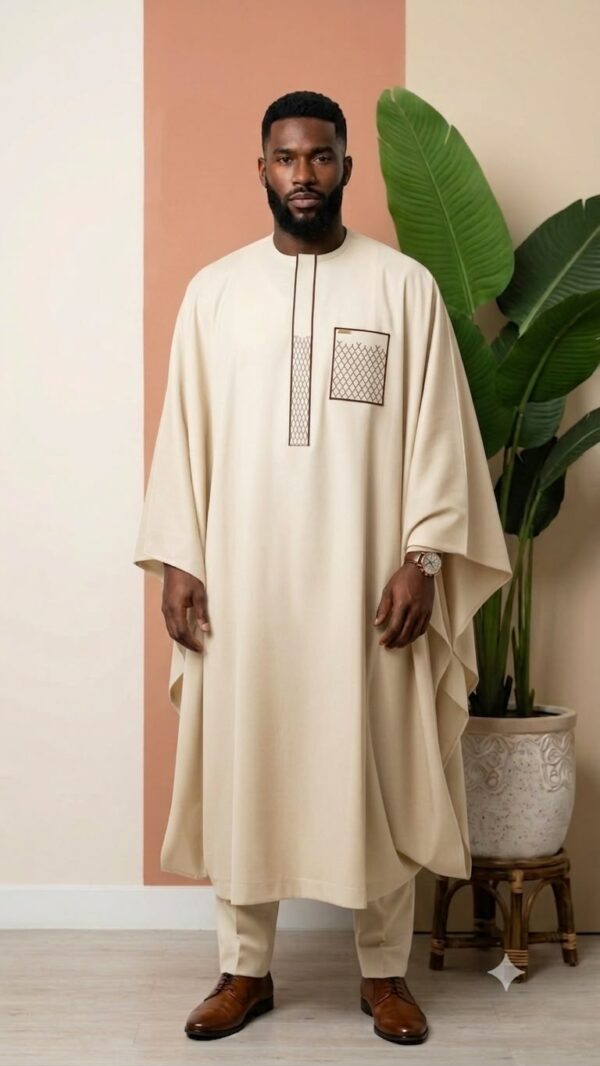 Grand-Boubou-Beige-Brode Grand Boubou Beige Brodé