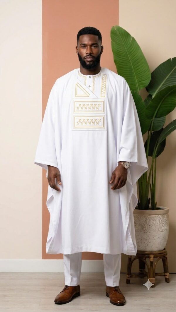 Grand Boubou Blanc Doré